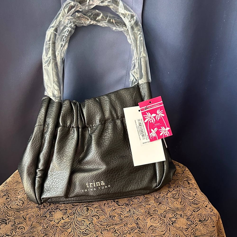 Trina Turk Dark Brown Leather Shoulder Bag